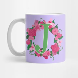 Monogram J, Personalized Floral InitiaI Mug